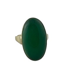 14K Yellow Gold Oval Green Chalcedony Ring #17691