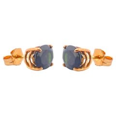 14K Gelbgold Oval Grüner Turmalin Ohrstecker