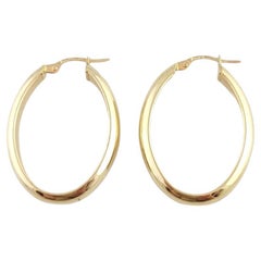 14K Yellow Gold Oval Hoop Earrings #15855