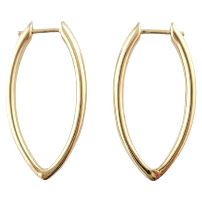 14K Yellow Gold Oval Hoop Earrings #16788 For Sale