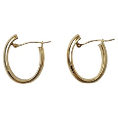 14K Yellow Gold Oval Hoop Earrings #17018