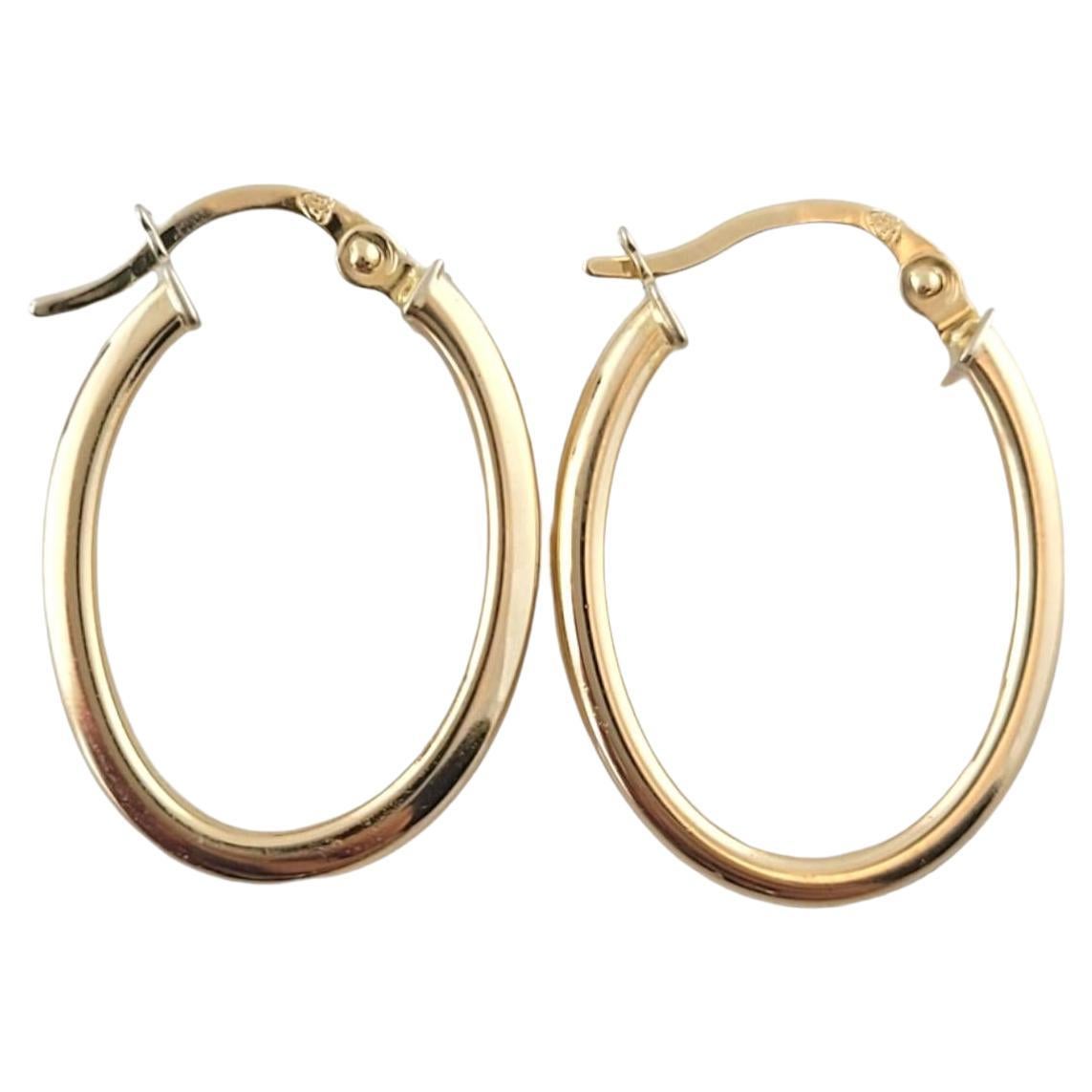 14K Yellow Gold Oval Hoop Earrings #17388 For Sale