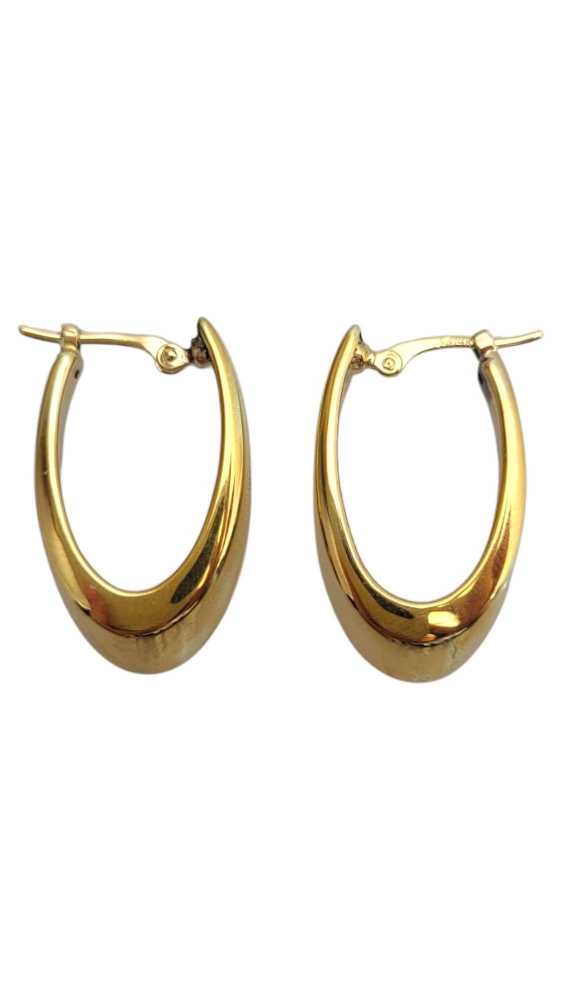 14K Yellow Gold Oval Hoop Earrings #21665