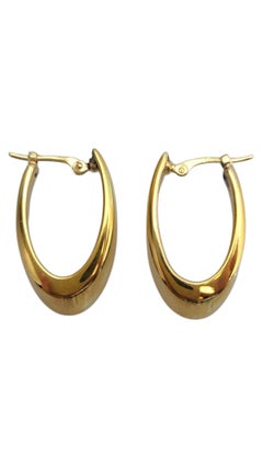 14K Yellow Gold Oval Hoop Earrings #21665