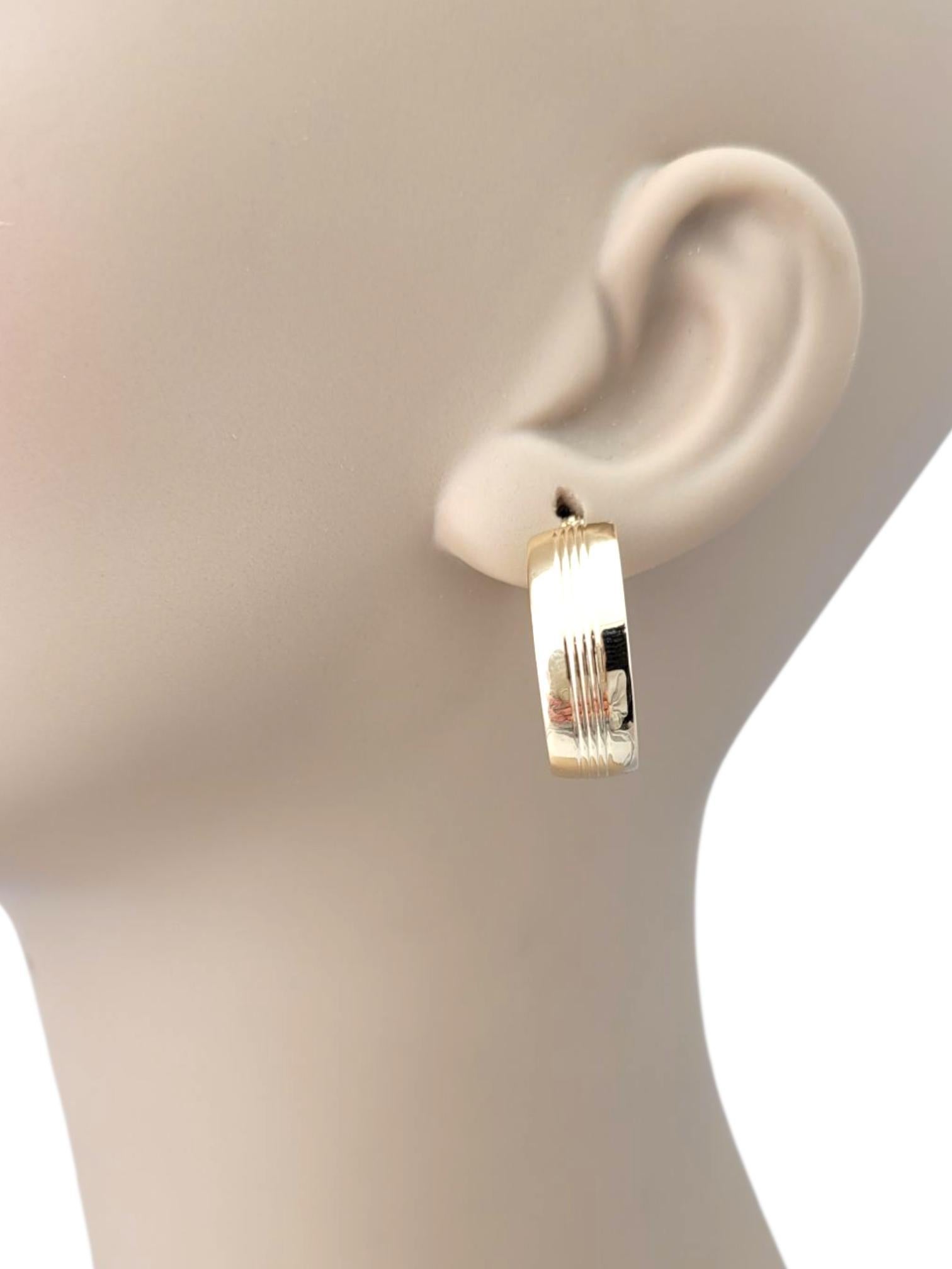 14K Yellow Gold Oval Hoop Earrings #21751 For Sale 3