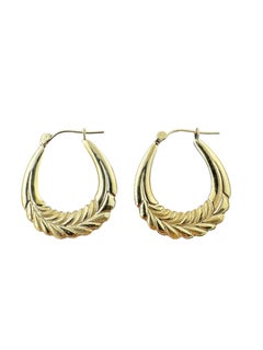 14K Yellow Gold Oval Hoop Earrings #22519