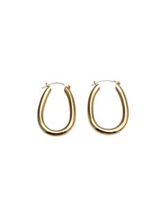 14K Yellow Gold Oval Hoops #25424