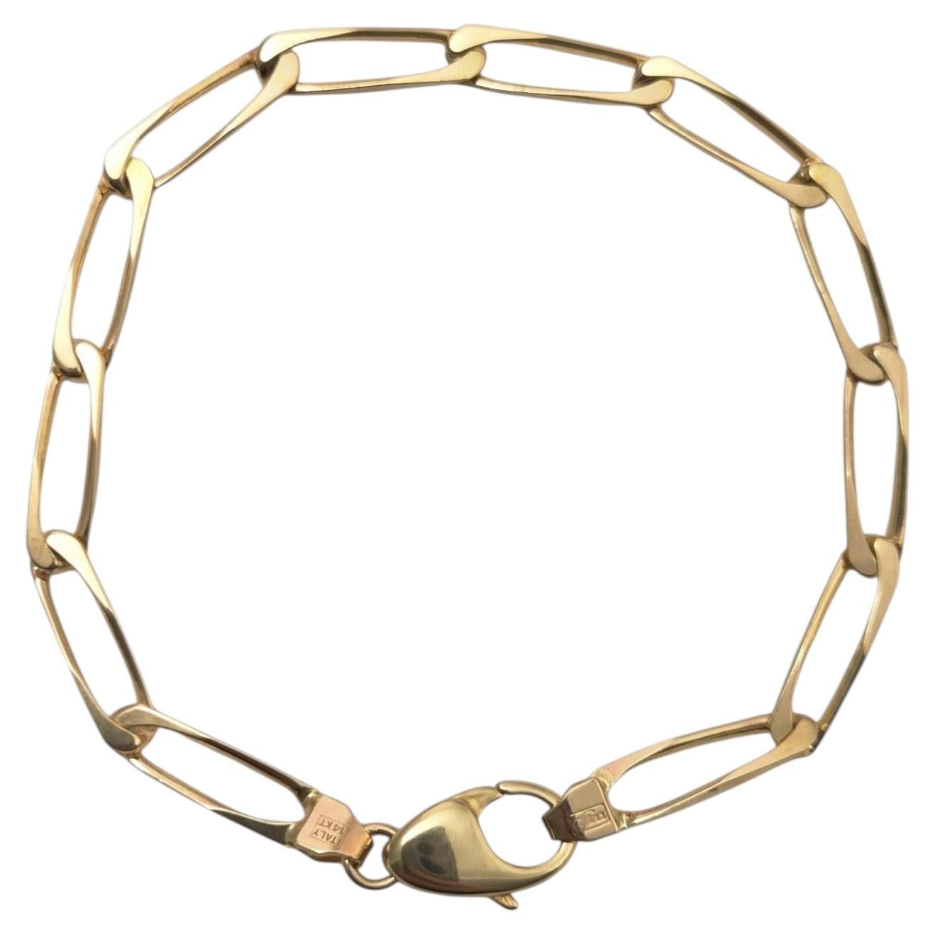 Pulsera de eslabones ovalada de oro amarillo de 14 quilates #25157