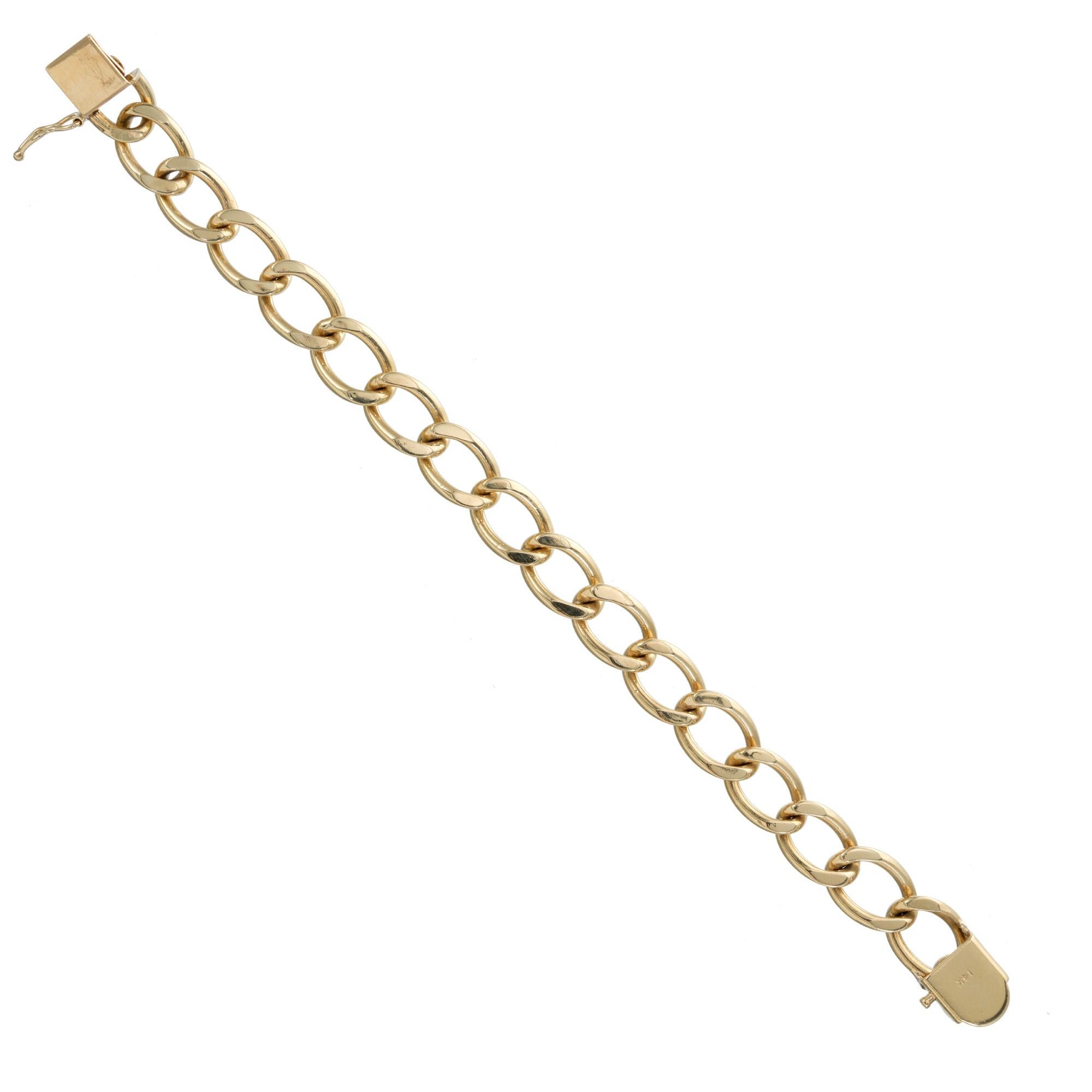 14K Yellow Gold Oval Link Bracelet In Good Condition In Stamford, CT
