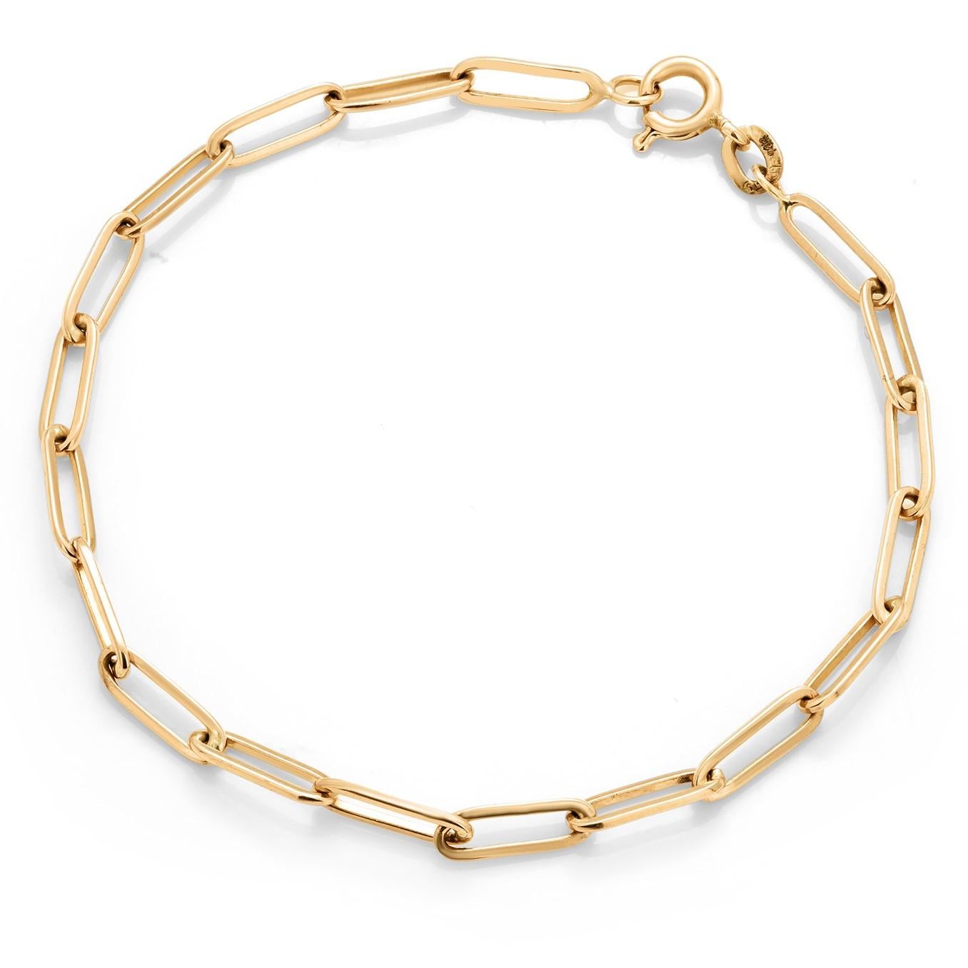 14K Yellow Gold Oval Link Bracelet For Sale 2