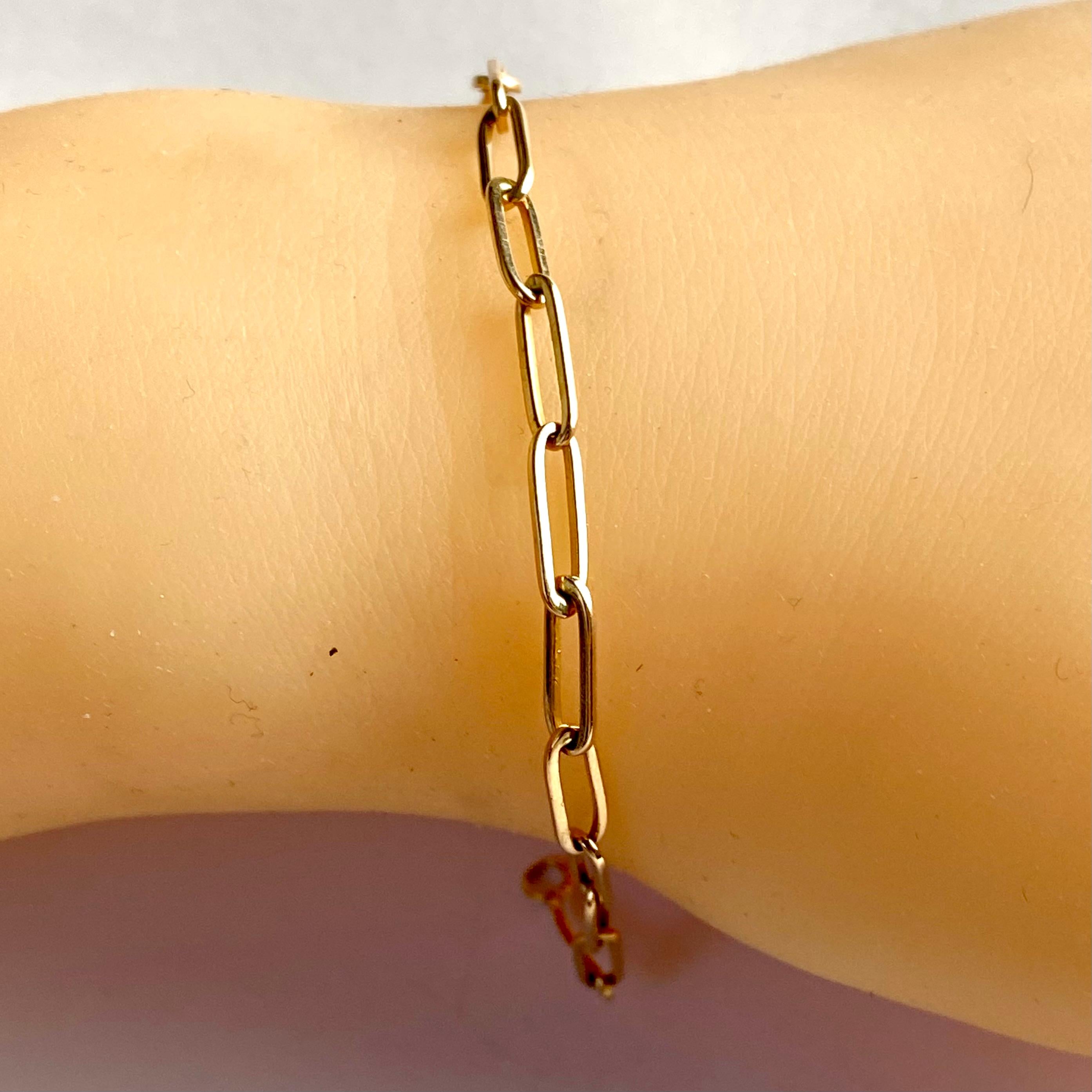 14K Yellow Gold Oval Link Bracelet For Sale 3
