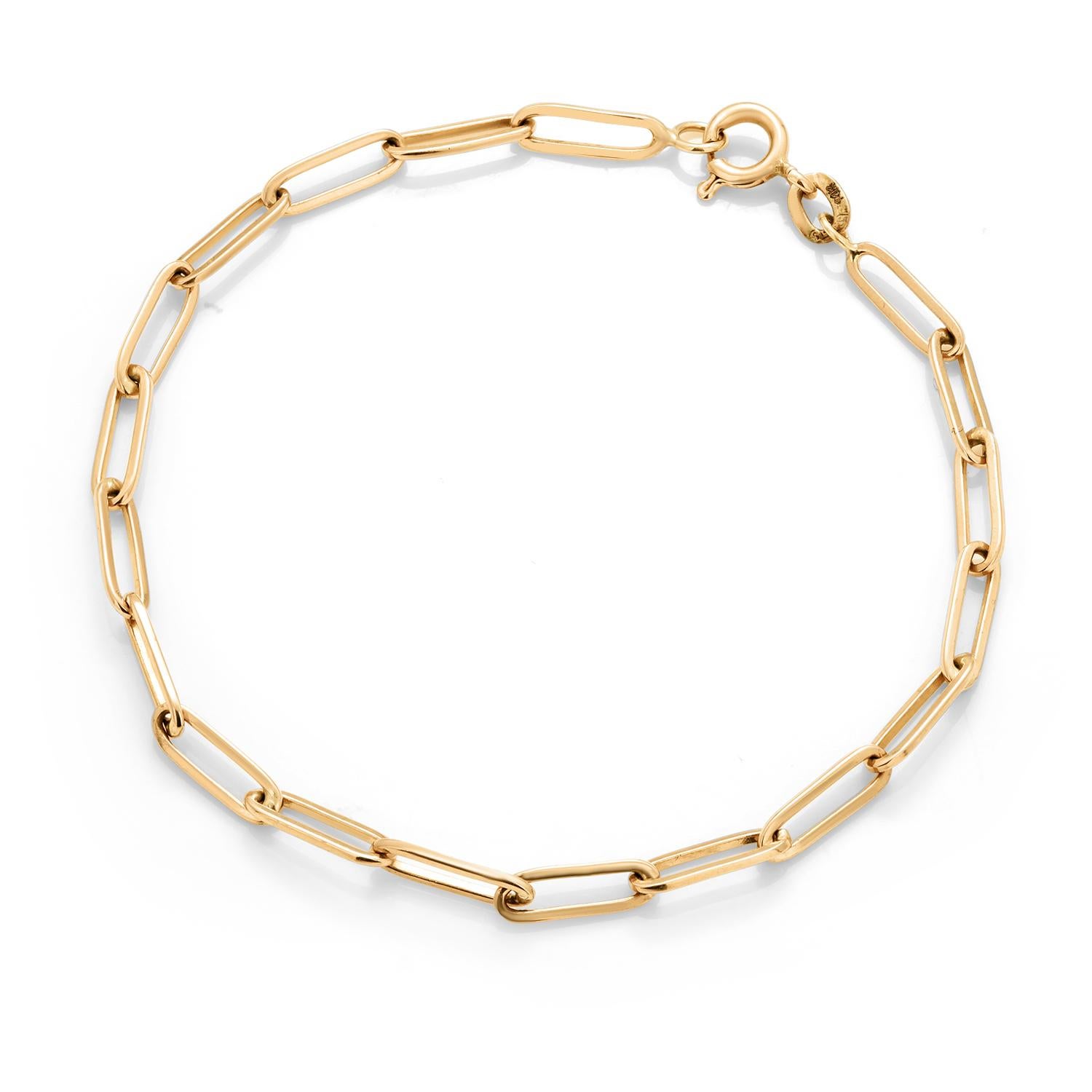 14K Yellow Gold Oval Link Bracelet For Sale 4