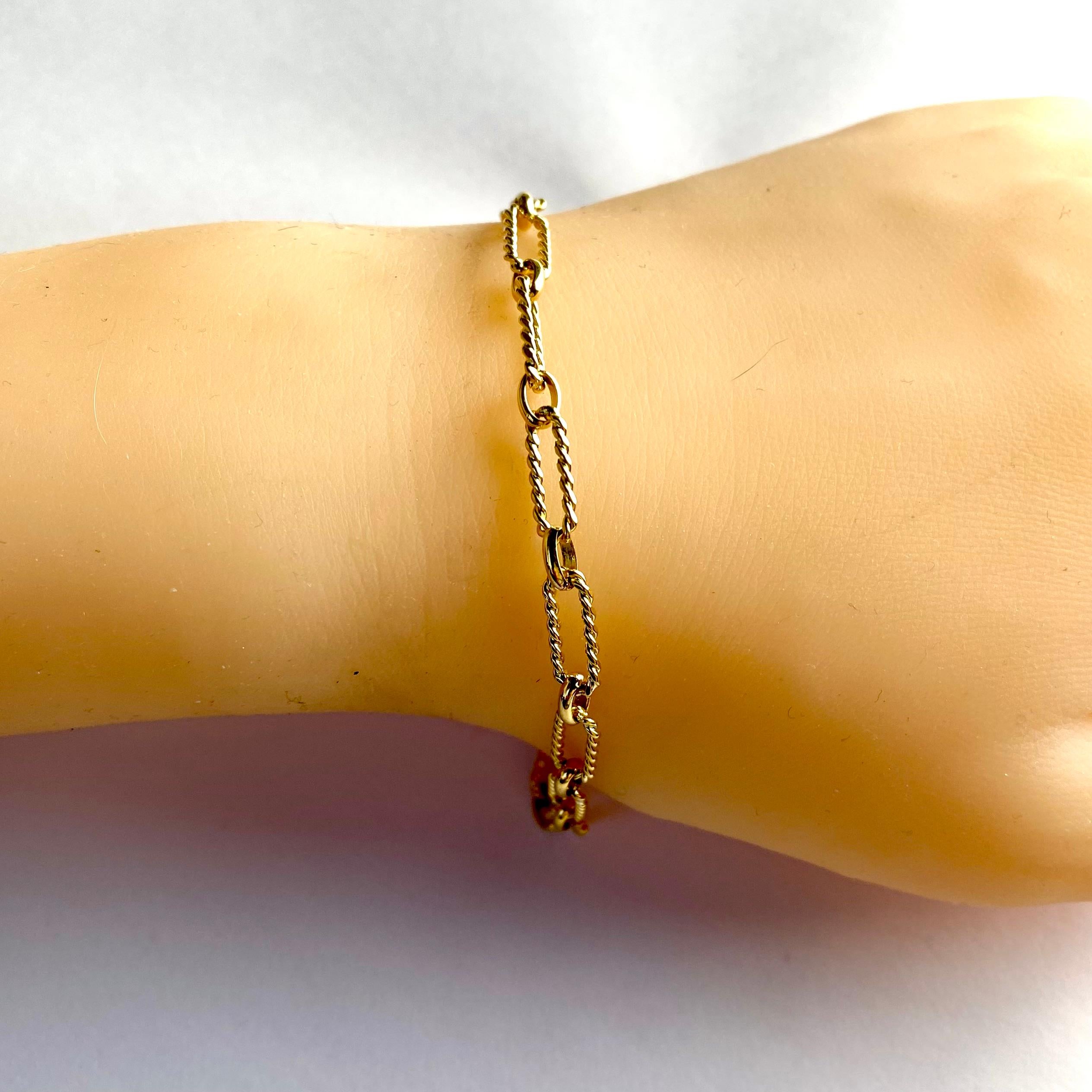 14K Yellow Gold Oval Link Bracelet For Sale 5