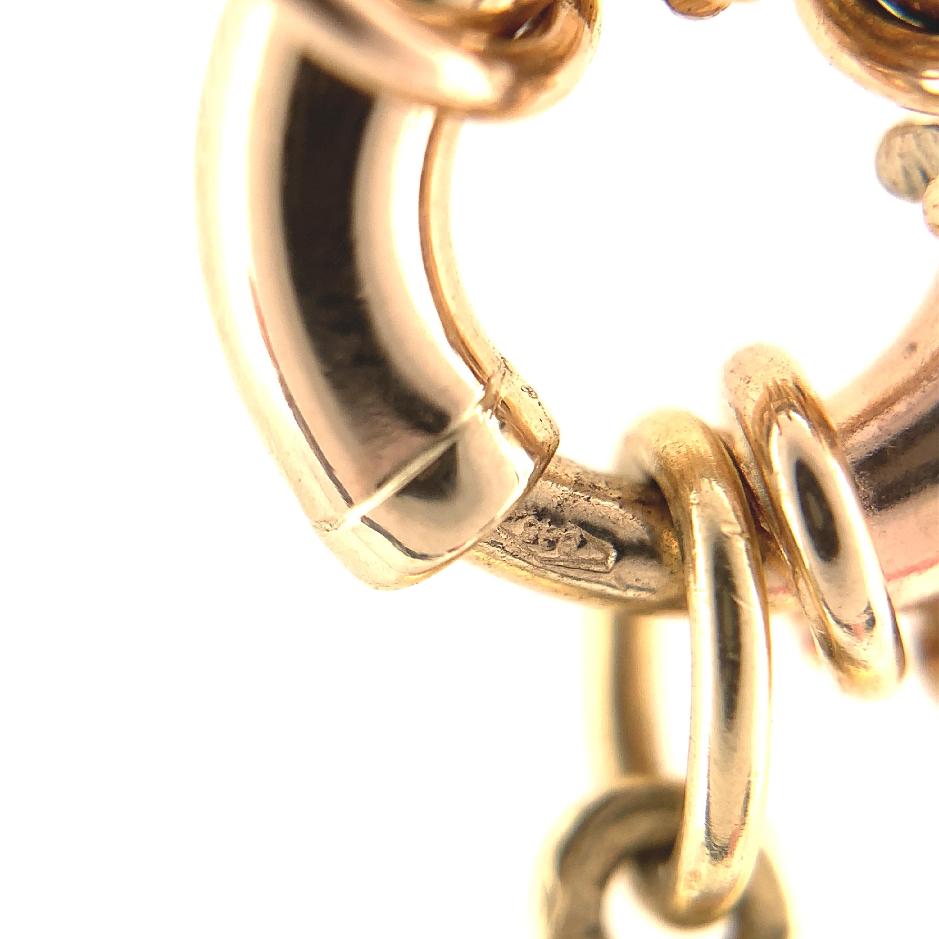 Médaillon ovale avec chaîne lourde décorative en or jaune 14 carats en vente 2