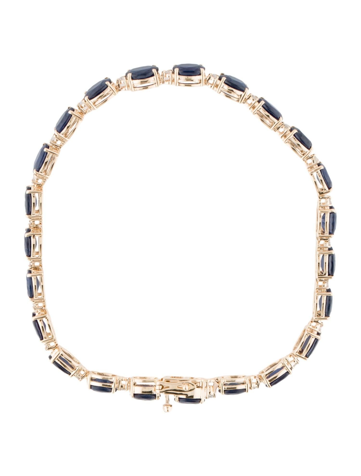 Artist 14K Yellow Gold Oval Modified Brilliant Sapphire & Diamond Link Bracelet For Sale