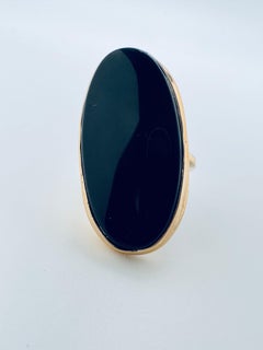 14K Yellow Gold Oval Onyx Cocktail Ring