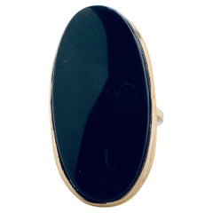 14K Yellow Gold Oval Onyx Cocktail Ring