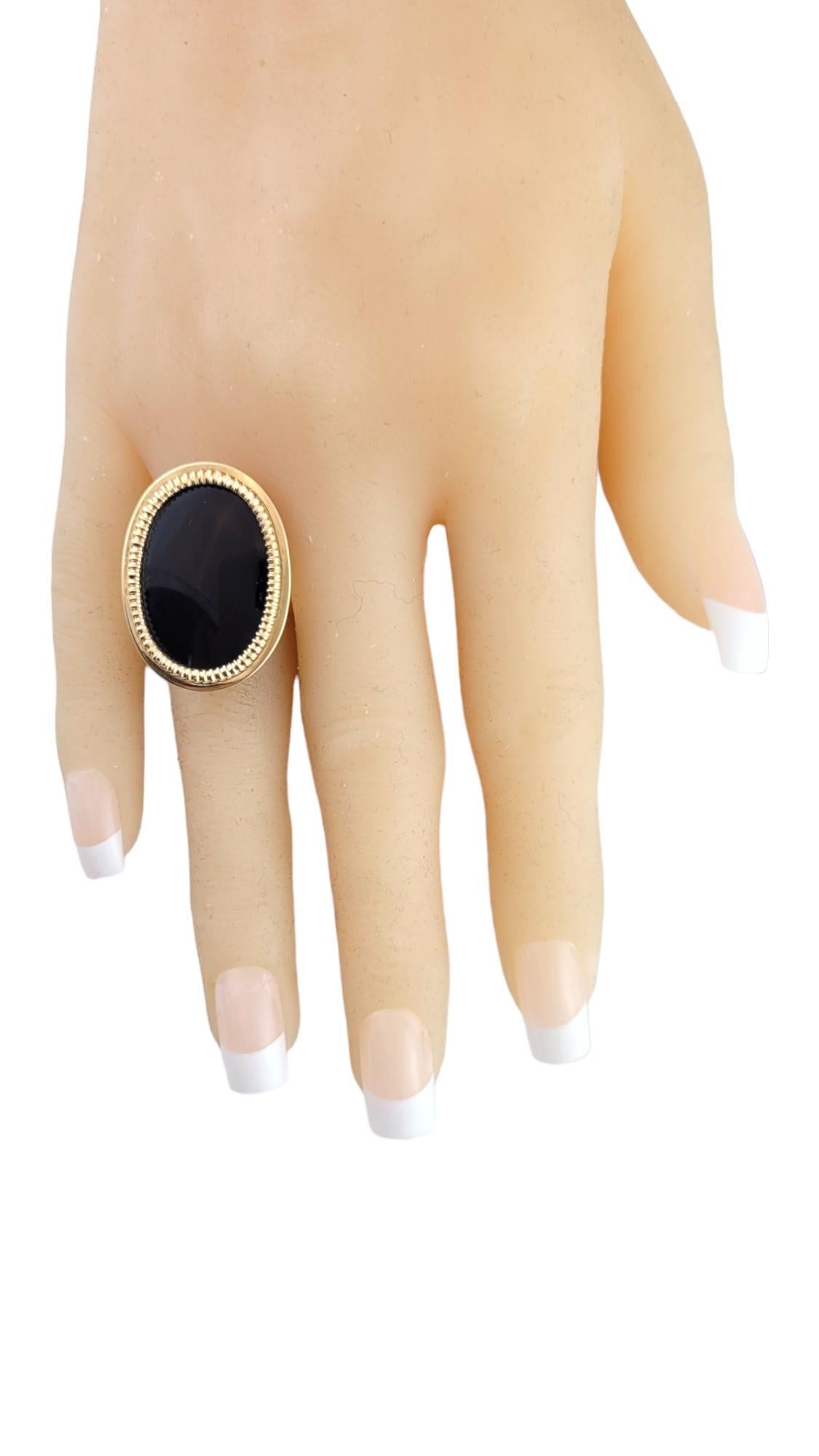 Women's 14K Yellow Gold Oval Onyx Ring Size 7.75 #16162 For Sale