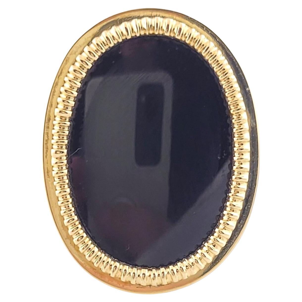14K Yellow Gold Oval Onyx Ring Size 7.75 #16162