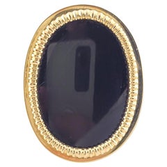 14K Yellow Gold Oval Onyx Ring Size 7.75 #16162