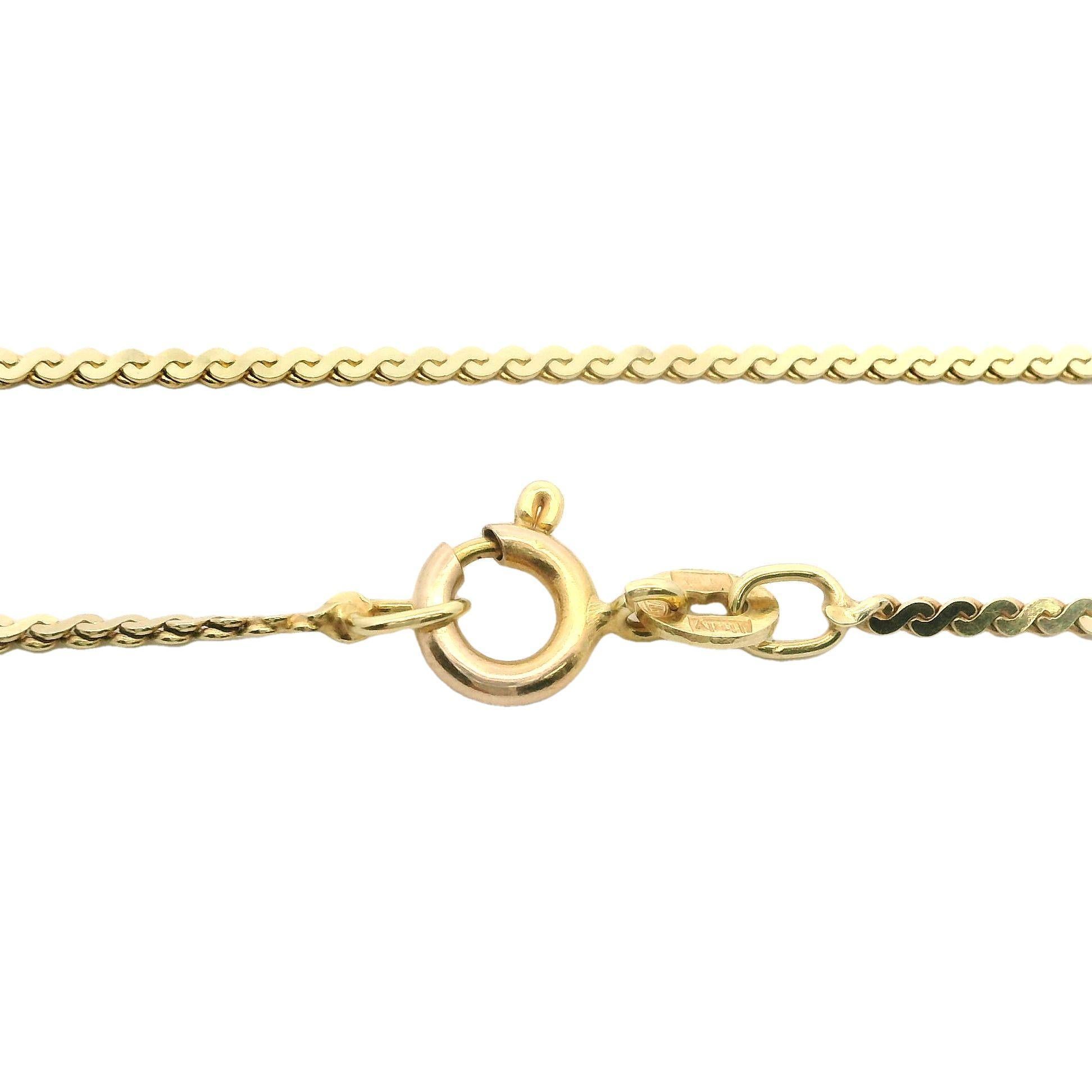 Ciondolo ovale in oro giallo 14k con opale e diamanti su collana A Link da 18