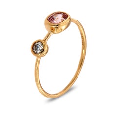 14 Karat Gold Oval Pink Sapphire and Diamond Vintage Ring Center, 1/2 Carat