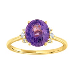 14k Yellow Gold Oval Pinkish Purple Sapphire Diamond Ring 'Center 2.11 Carat'