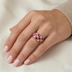 14K Yellow Gold Oval Ruby & Natural Diamond Dome Design Ring
