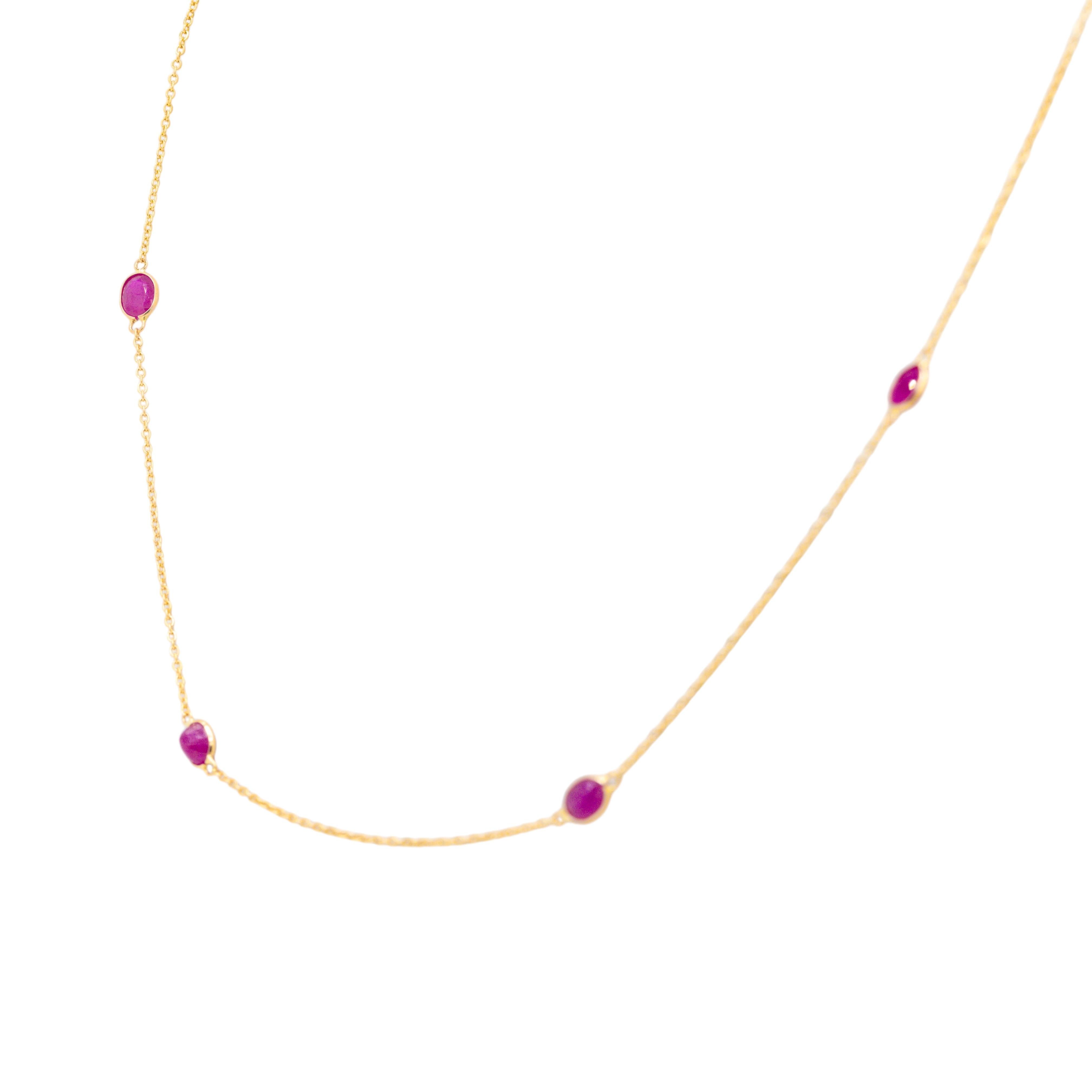 14K Gelbgold Oval Rubin Halskette im Zustand „Hervorragend“ im Angebot in Boca Raton, FL