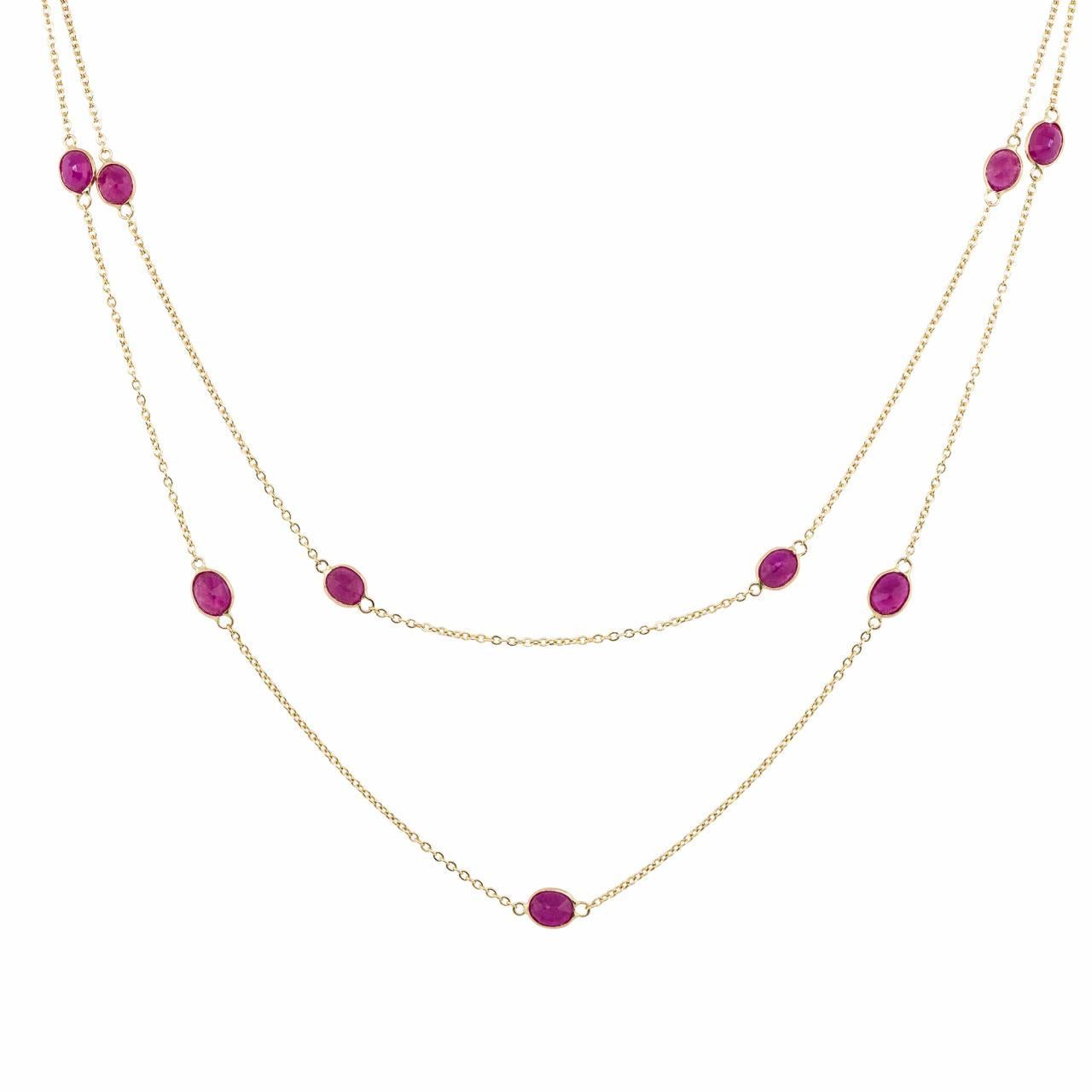 14K Gelbgold Oval Rubin Halskette für Damen oder Herren im Angebot