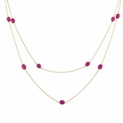 14K Yellow Gold Oval Ruby Necklace