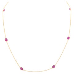 14K Yellow Gold Oval Ruby Necklace