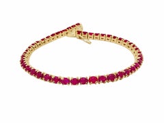 14K Yellow Gold Oval Ruby Tennis Bracelet 10.50 Carats Natural Rubies Bracelet