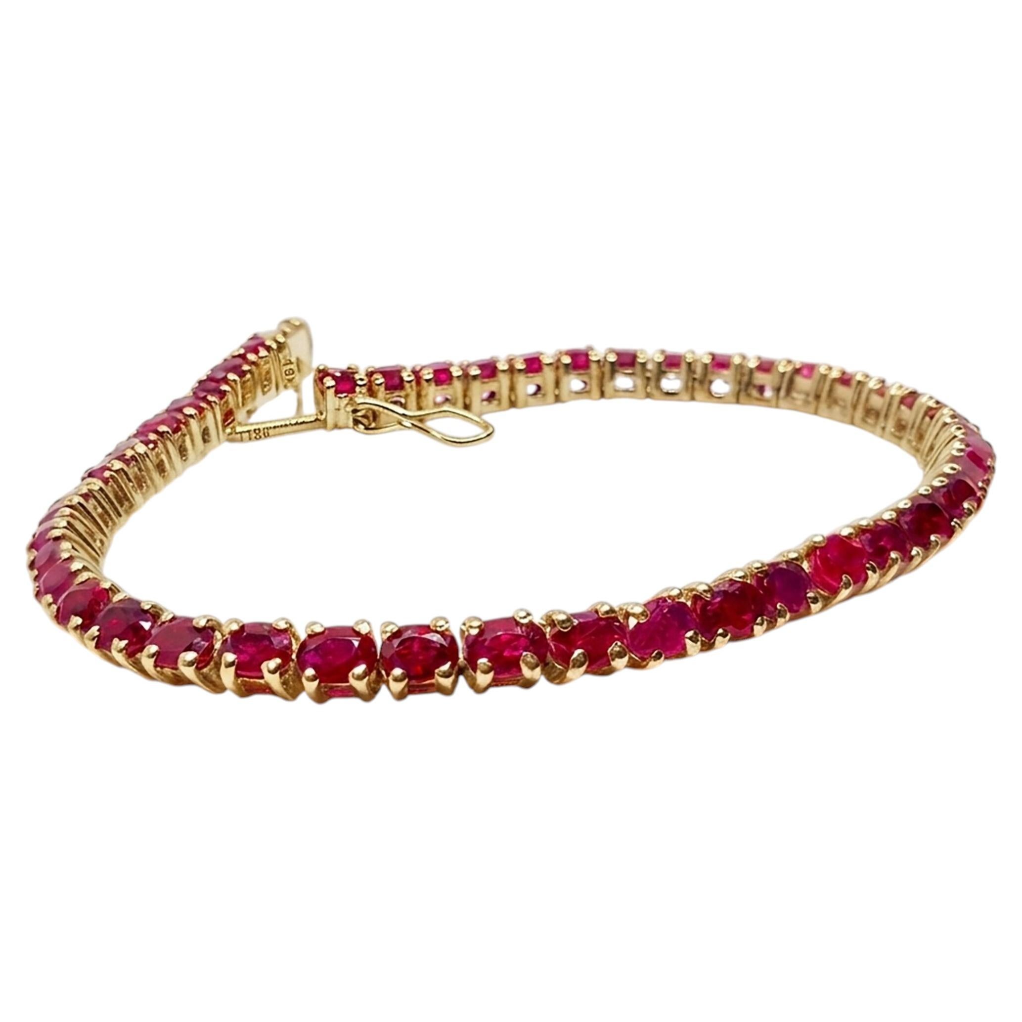 14K Yellow Gold Oval Ruby Tennis Bracelet 10.50 Carats Natural Rubies Bracelet