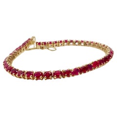 14K Yellow Gold Oval Ruby Tennis Bracelet 10.50 Carats Natural Rubies Bracelet