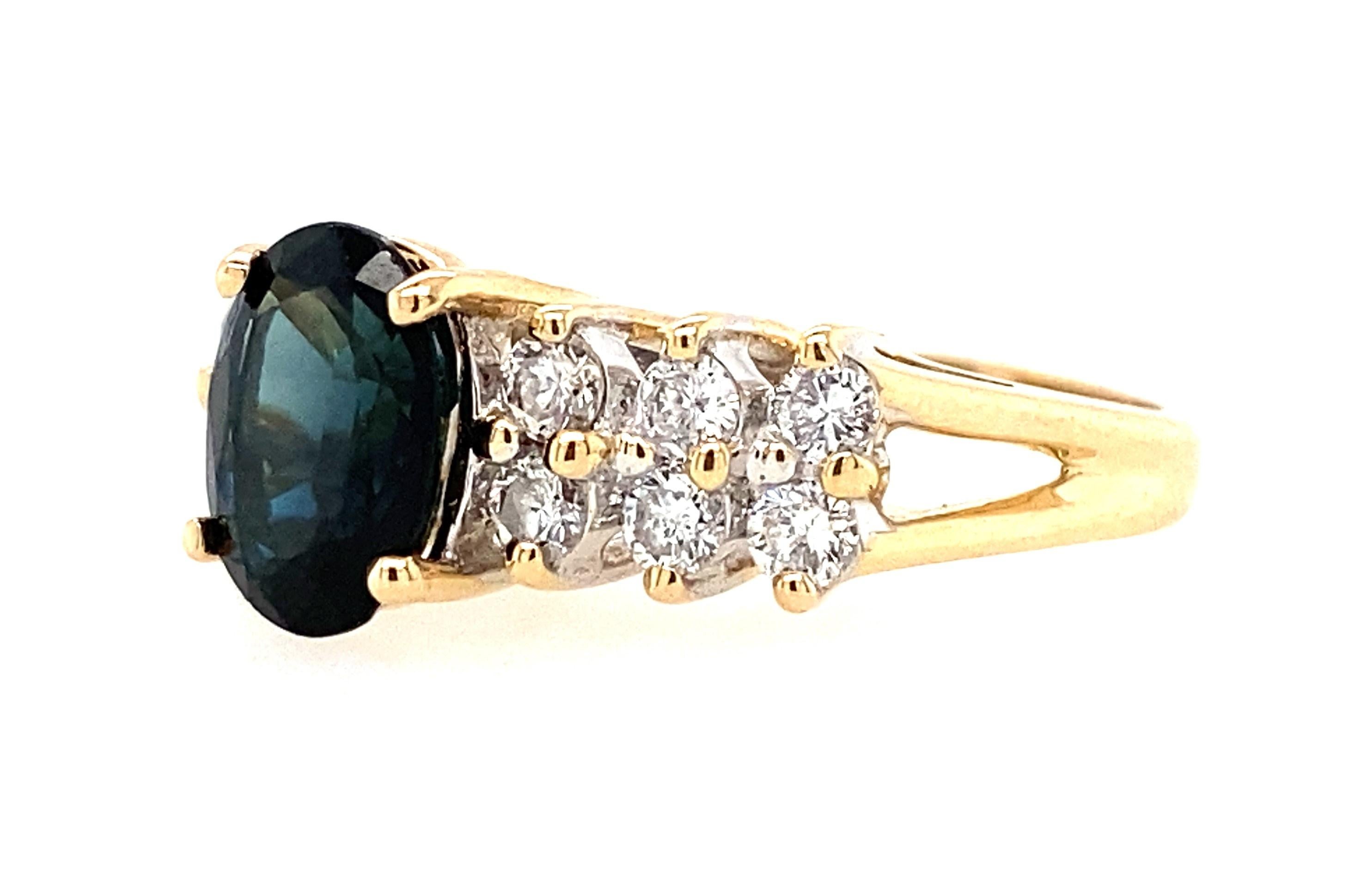 Oval Cut 14K Yellow Gold Oval Sapphire and Diamond Ring