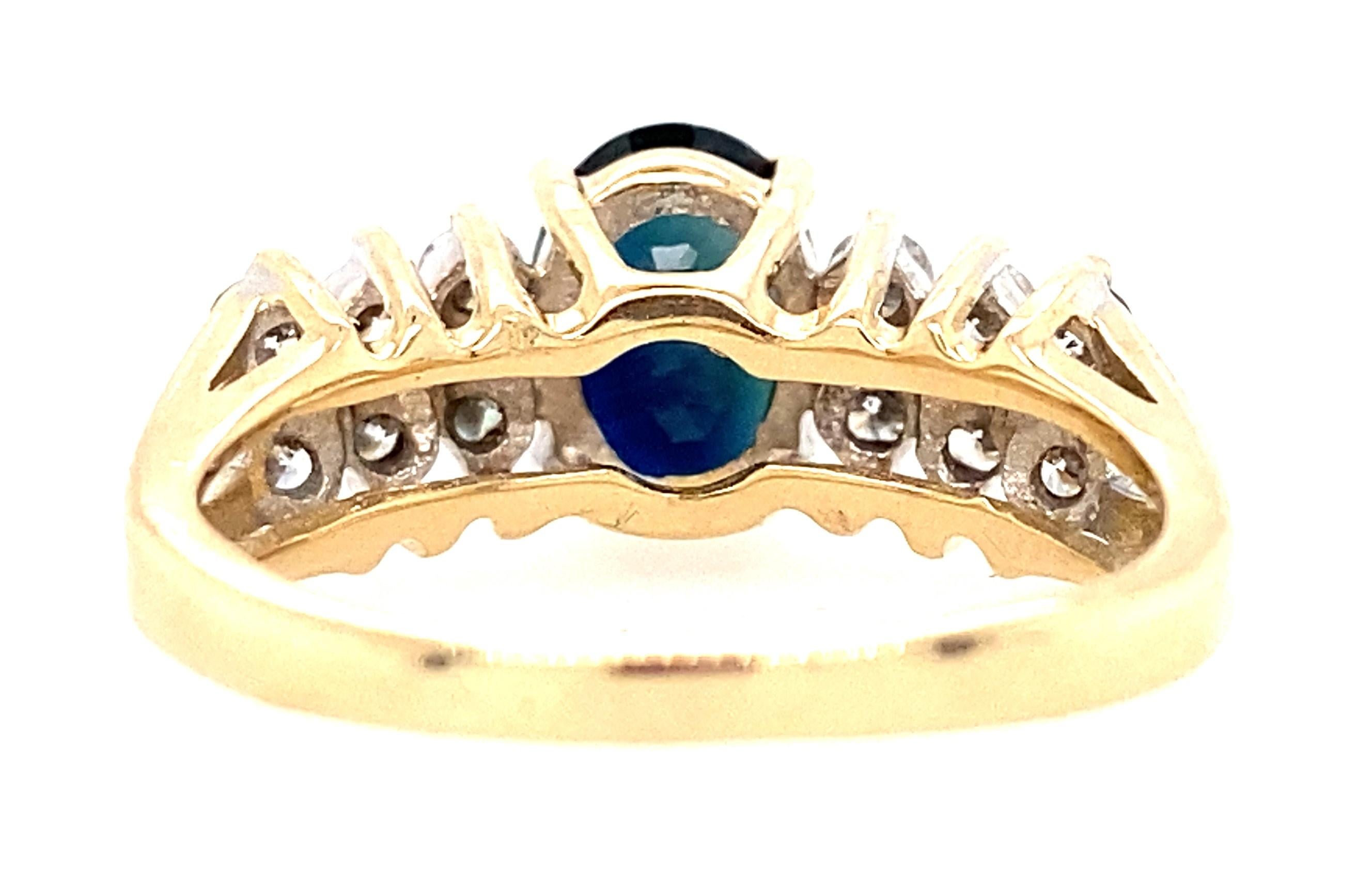 14K Yellow Gold Oval Sapphire and Diamond Ring 1