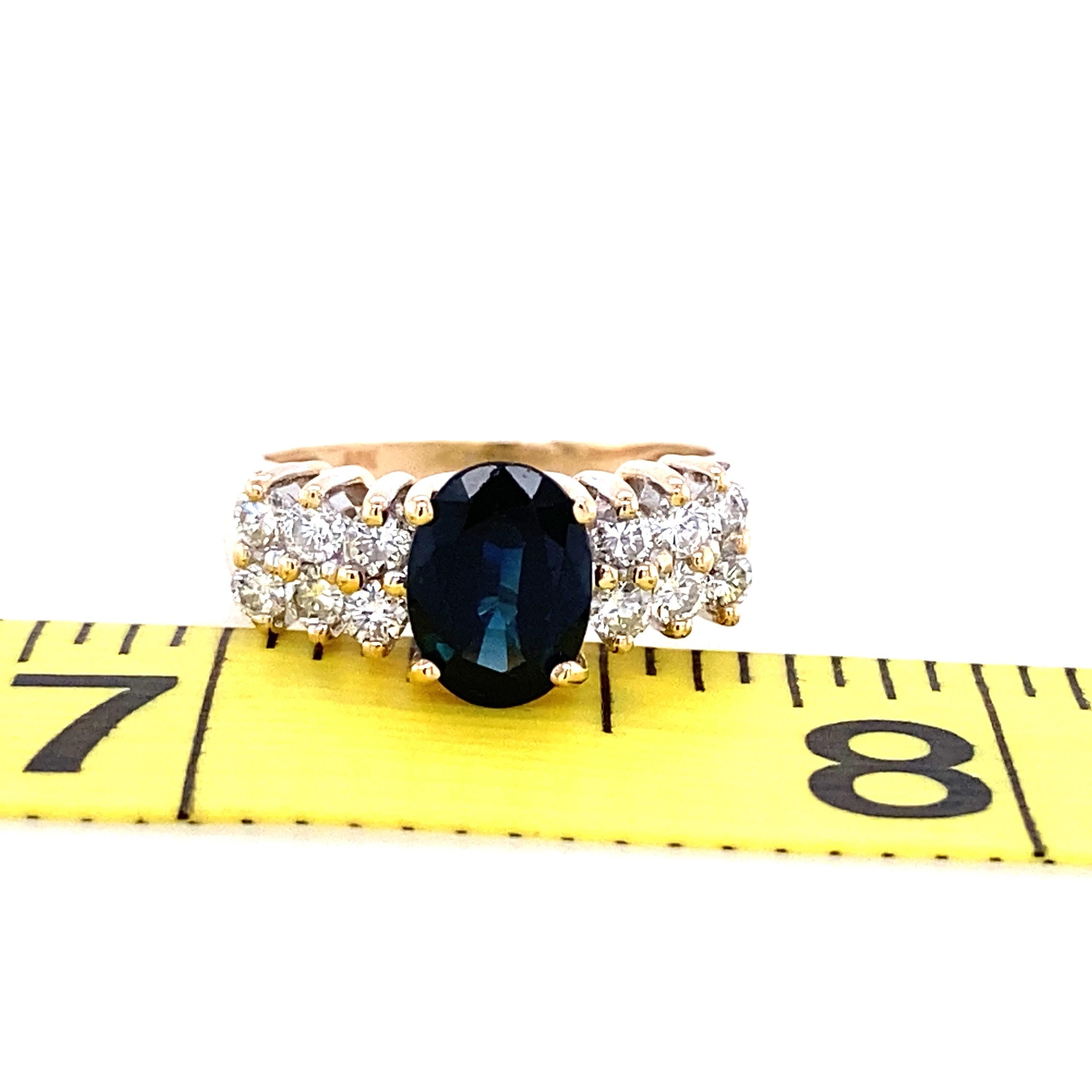 14K Yellow Gold Oval Sapphire and Diamond Ring 3