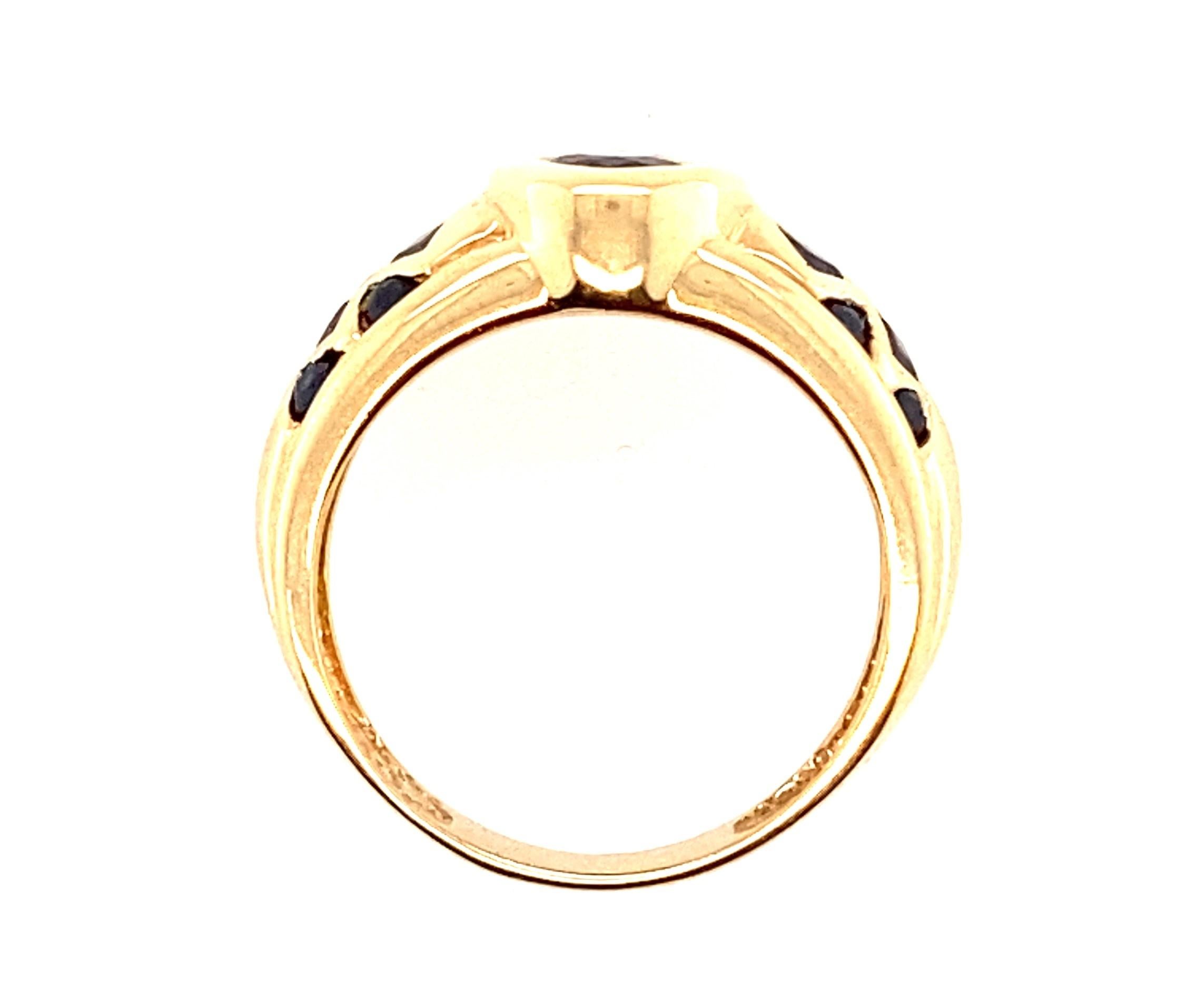 Women's or Men's 14k Yellow Gold Oval Sapphire Bezel Set Ring