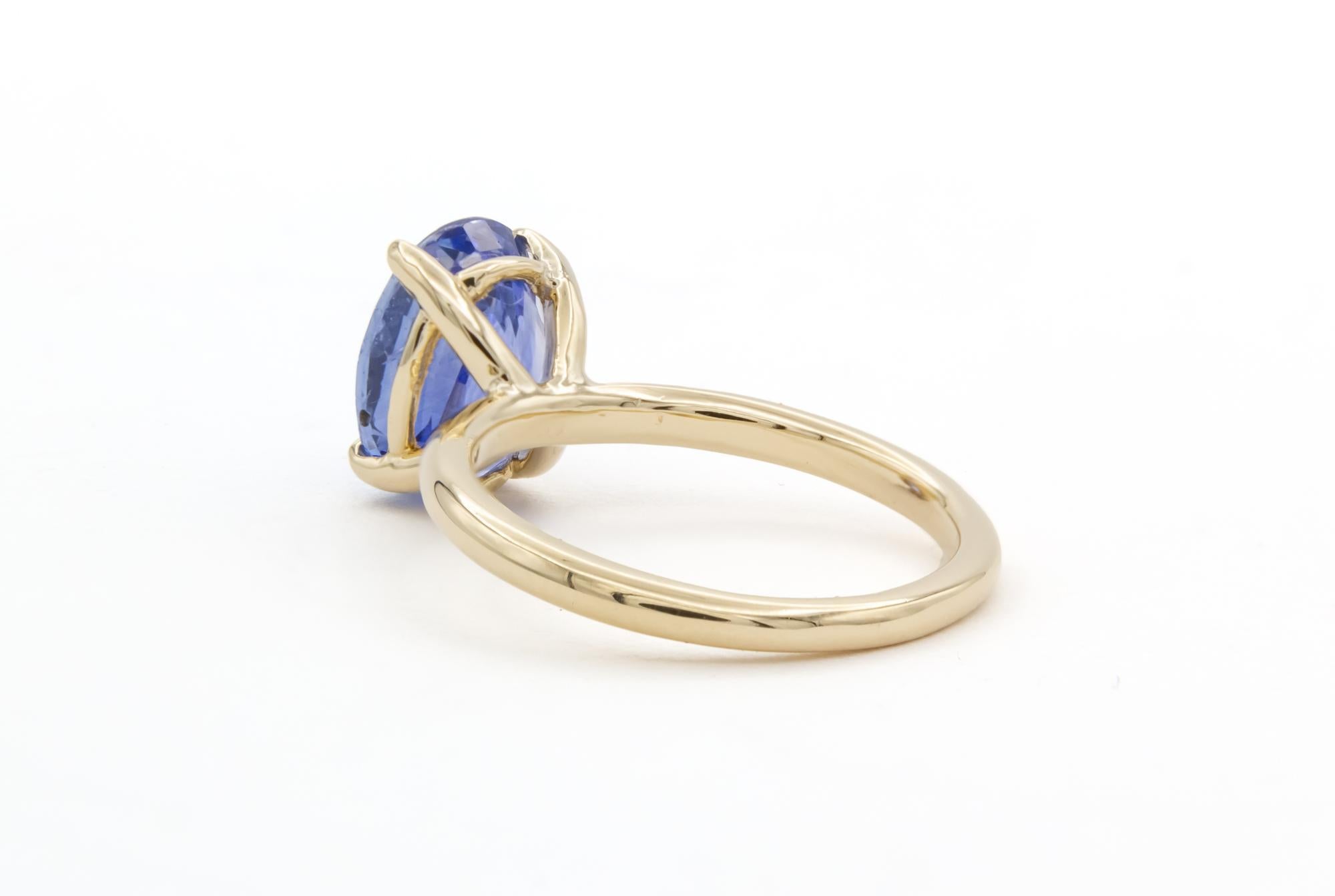 Oval Cut 14k Yellow Gold & Oval Tanzanite Ladies Cocktail Fashion Solitaire Ring 2.84ct For Sale