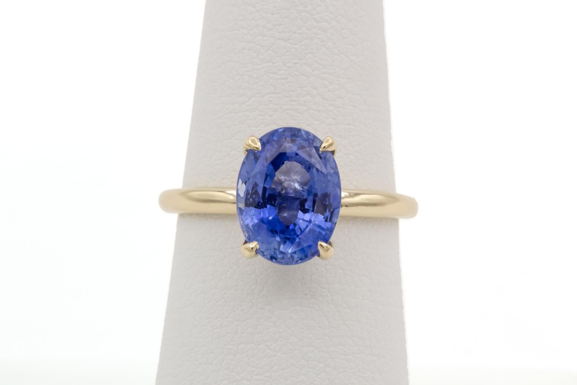 Women's 14k Yellow Gold & Oval Tanzanite Ladies Cocktail Fashion Solitaire Ring 2.84ct For Sale