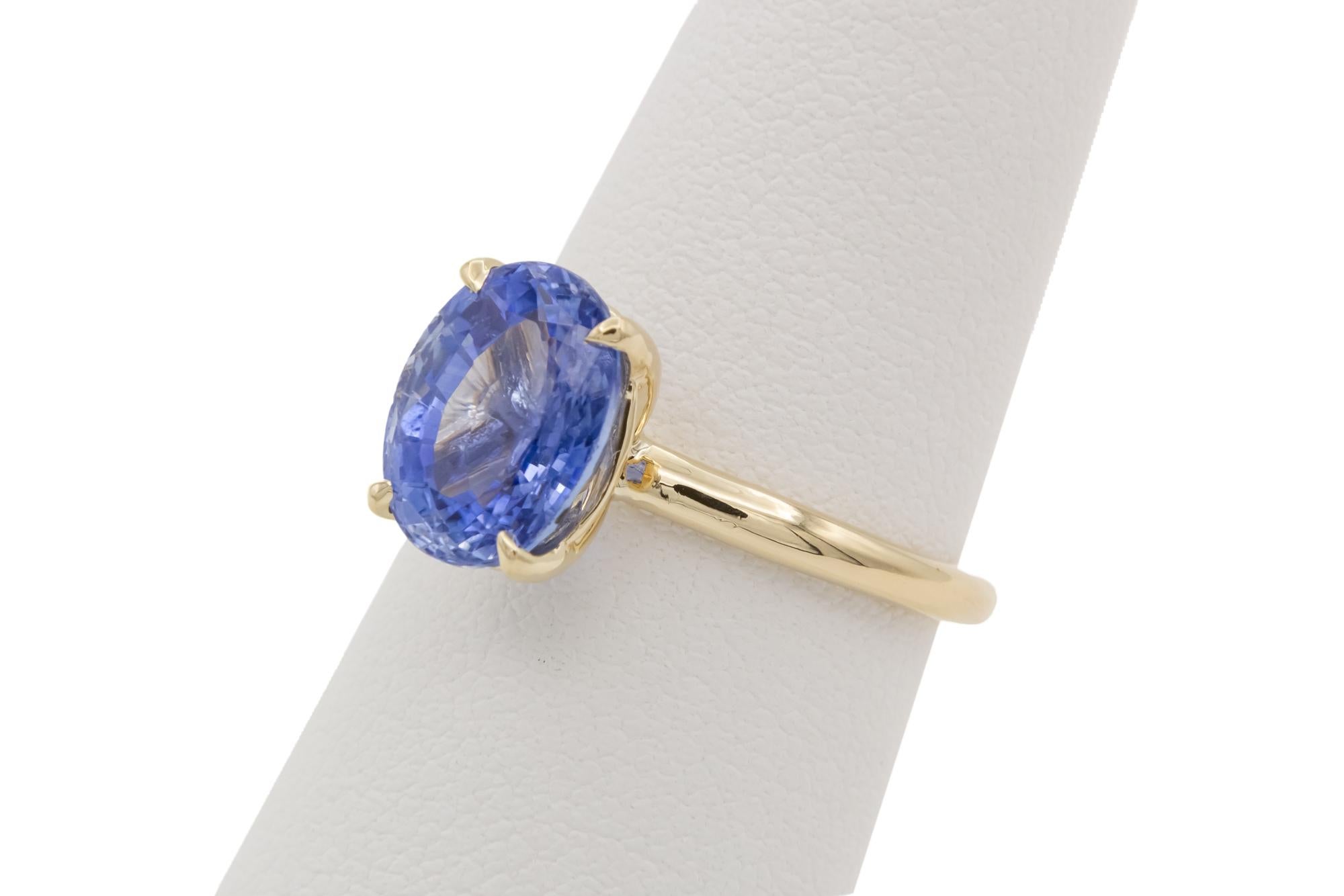 14k Yellow Gold & Oval Tanzanite Ladies Cocktail Fashion Solitaire Ring 2.84ct For Sale 1