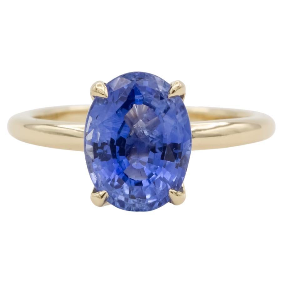 14k Yellow Gold & Oval Tanzanite Ladies Cocktail Fashion Solitaire Ring 2.84ct For Sale