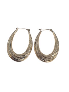 14K Yellow Gold Oval Twisted Hoop Earrings #23539