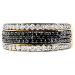 Bandeau à plusieurs rangs en or jaune 14K sur argent avec diamants traités de 1 1/4 Cttw