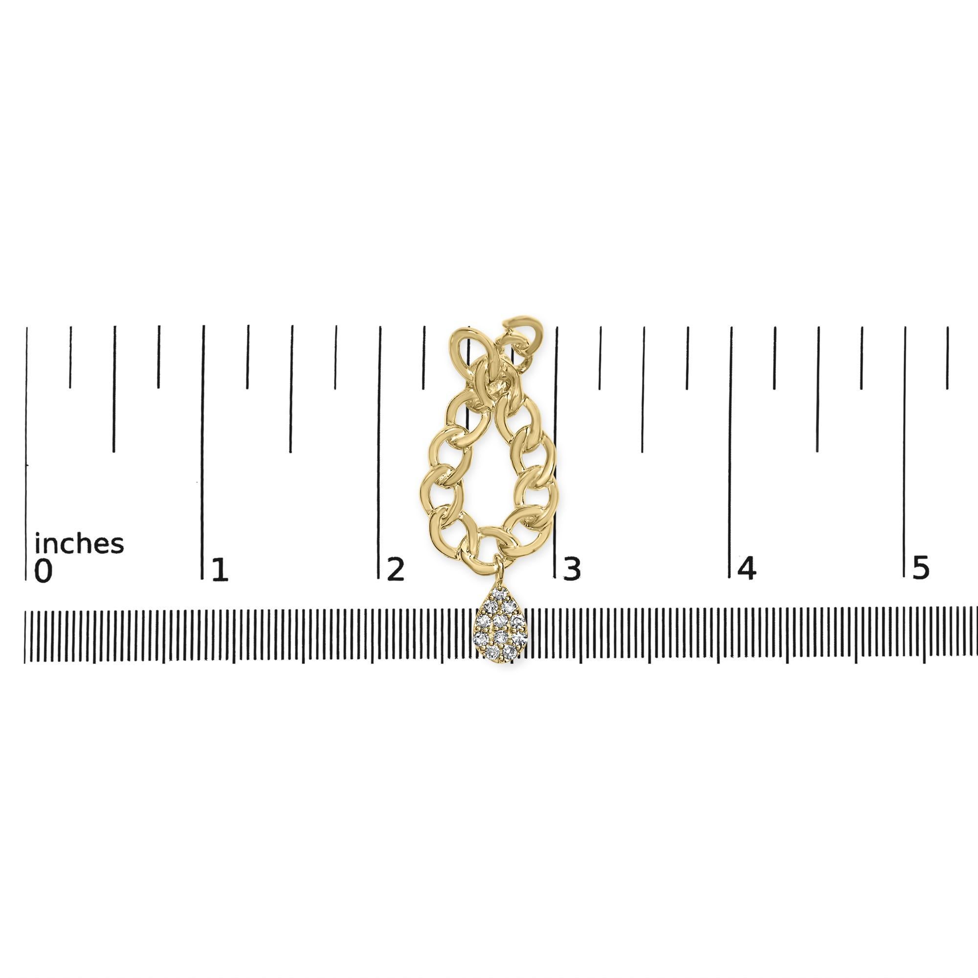 Boucles d'oreilles pendantes en or jaune 14 carats sur argent avec diamants 1/10 cttw et maillons de chaîne Neuf - En vente à New York, NY