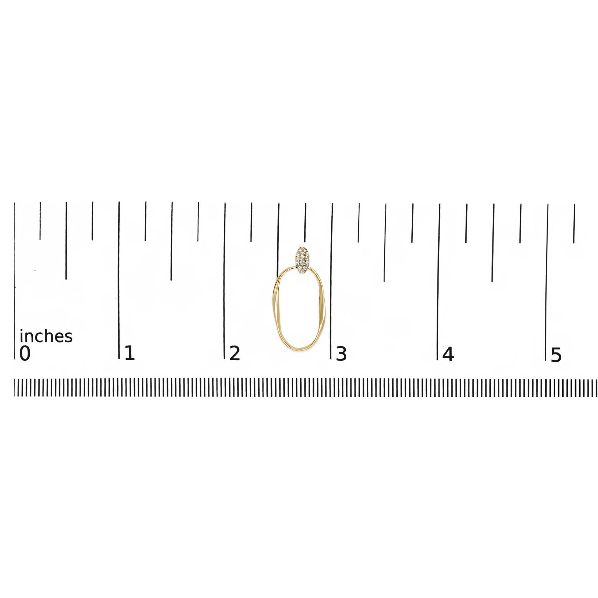 14K Gelbgold über Silber 1/10 Cttw Diamant strukturierte offene ovale Ohrhänger im Zustand „Neu“ im Angebot in New York, NY