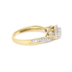 14K Yellow Gold over Silver 1/10 Ctw over Diamond Composite Halo Engagement Ring
