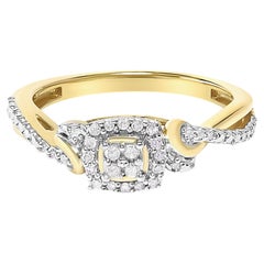 14K Yellow Gold over Silver 1/10 Ctw over Diamond Composite Halo Engagement Ring 14K Yellow Gold over Silver 1/10 Ctw over Diamond Composite Halo Engagement Ring