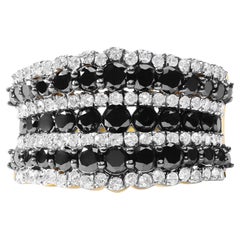 14K Yellow Gold over Silver 1 3/4 Cttw Treated Alternating Diamond Band Ring